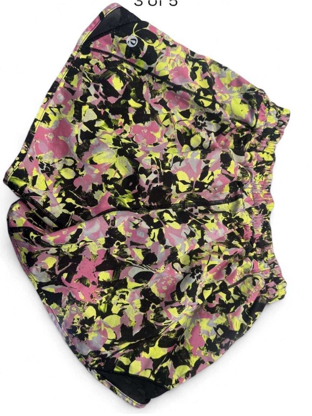 lululemon athletica Women's Floral Print Athletic Shorts - Pink, Yellow & Black